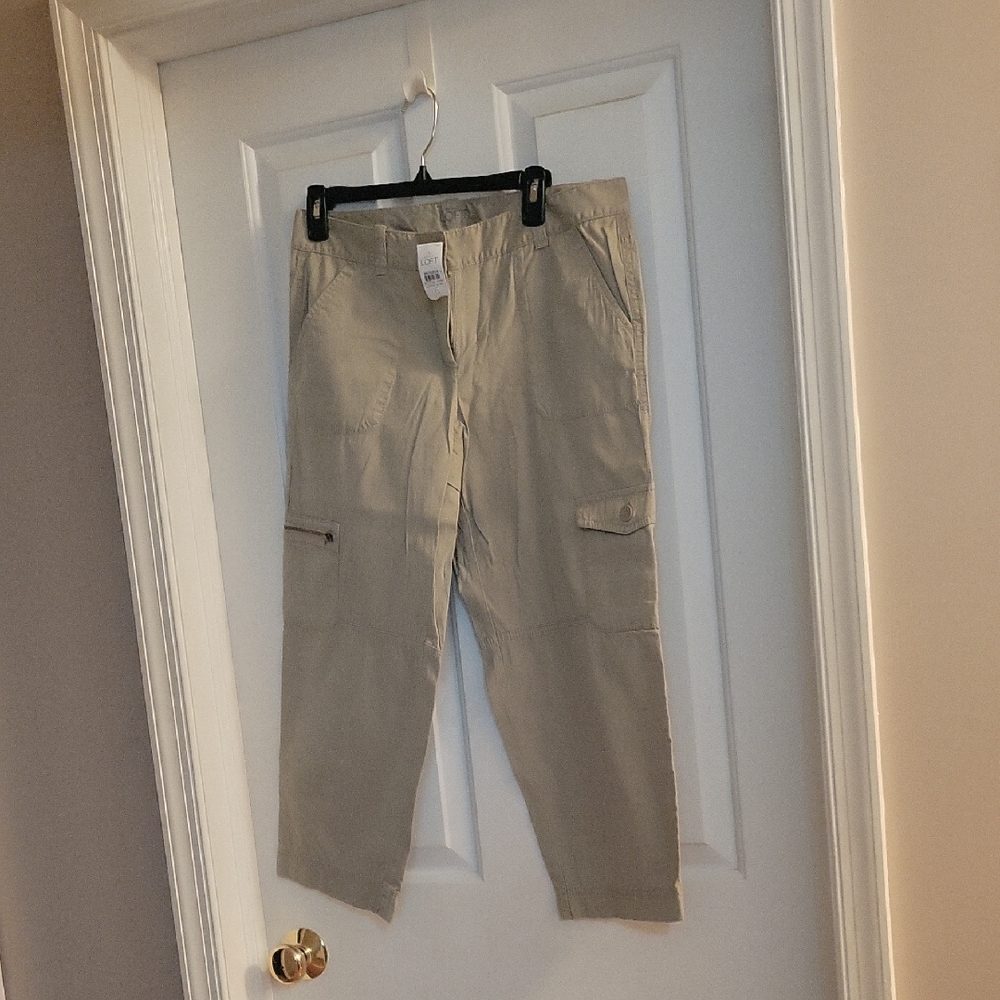 Loft Tan Cropped Cargo Pants 6